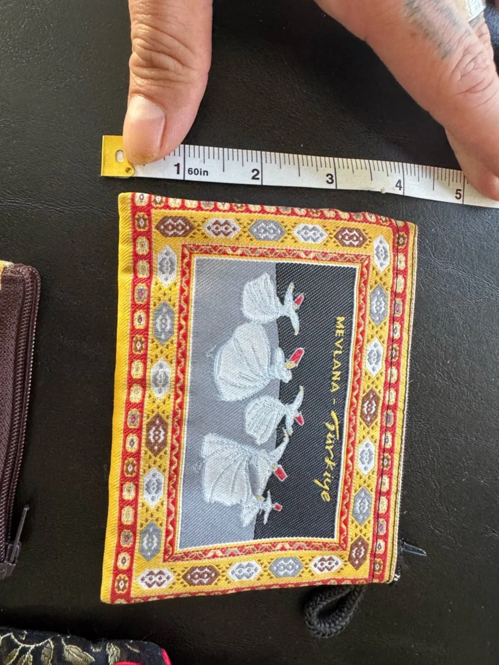 Set of 3 Small Printed Pouches - Black, Yellow, Red Accents